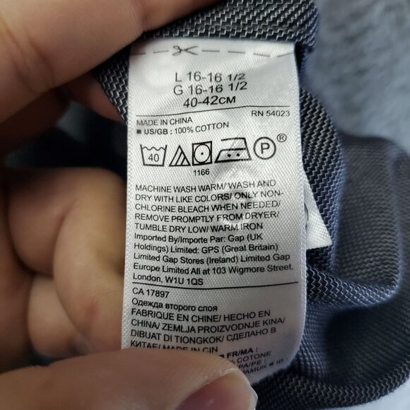 Banana Republic Shirt Mens Large Gray Grant Fit Non-Iron Stretch Long Sleeve But - Picture 4 of 9